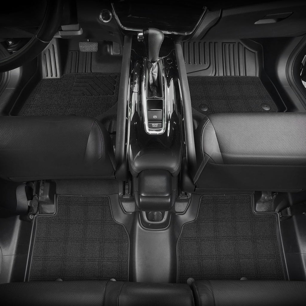 TPE Floor Mats & Carpet Mats Fit for HRV: 2016-2021 2022 Honda HRV Double Floor Mats All Weather Durable TPE Anti-Slip Car Floor Liner Waterproof Custom Fit Front and Rear Row Liner Car Mats HRV