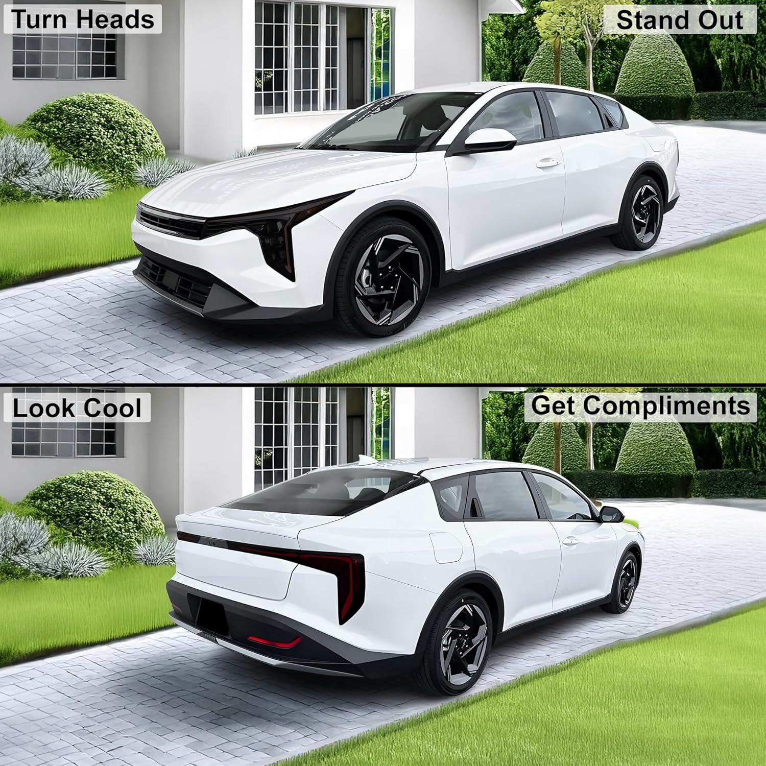 BOGAR TECH DESIGNS Precut for KIA K4 2025-2026 Full Headlight Taillight Head Tail Light Tint Kit, Dark Smoke