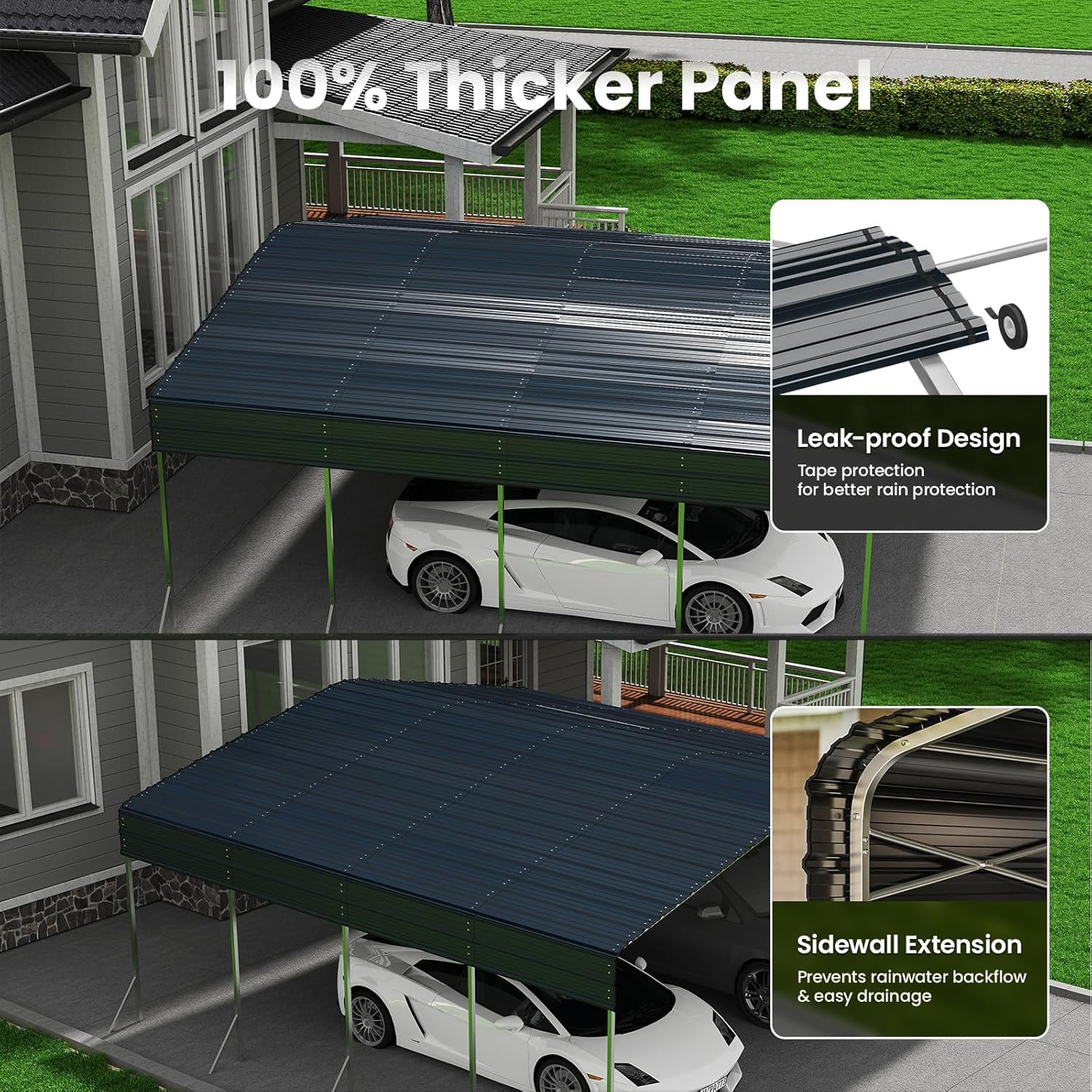 Heavy Duty Metal Carport – Sturdy Structure, All-Weather Protection, Easy Assembly for Cars, Trucks, Boats, Tractors, and Outdoor Storage (Gray, 20X20 FT)