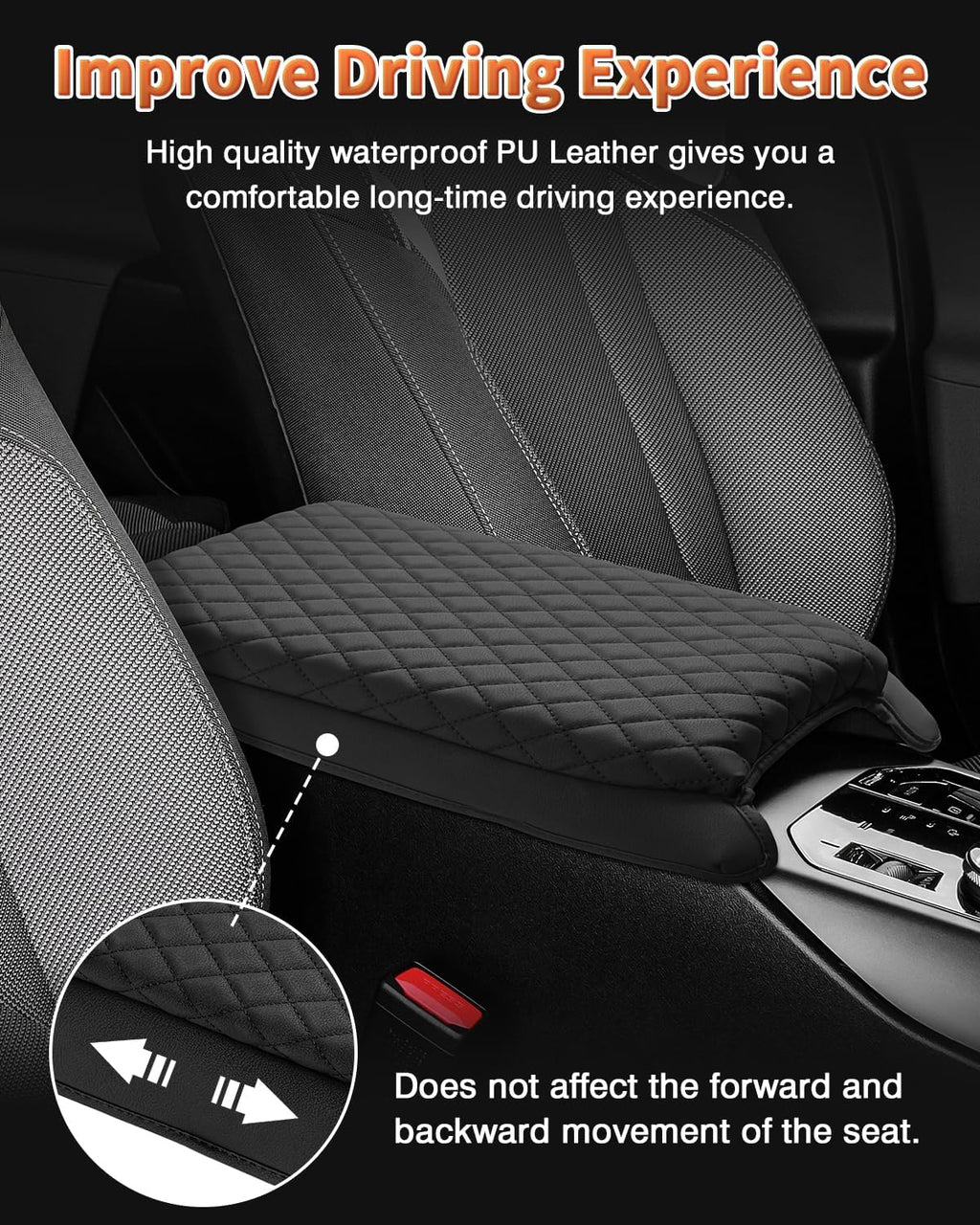 Shademax Custom for 2026 2025 BMW X3 Center Console Cover Armrest Cover for BMW X3 Arm Rest Cushion Pad Leather Middle Console Cover Armrest Seat Box Protector BMW X3 Accessories Anti-Scratch Black