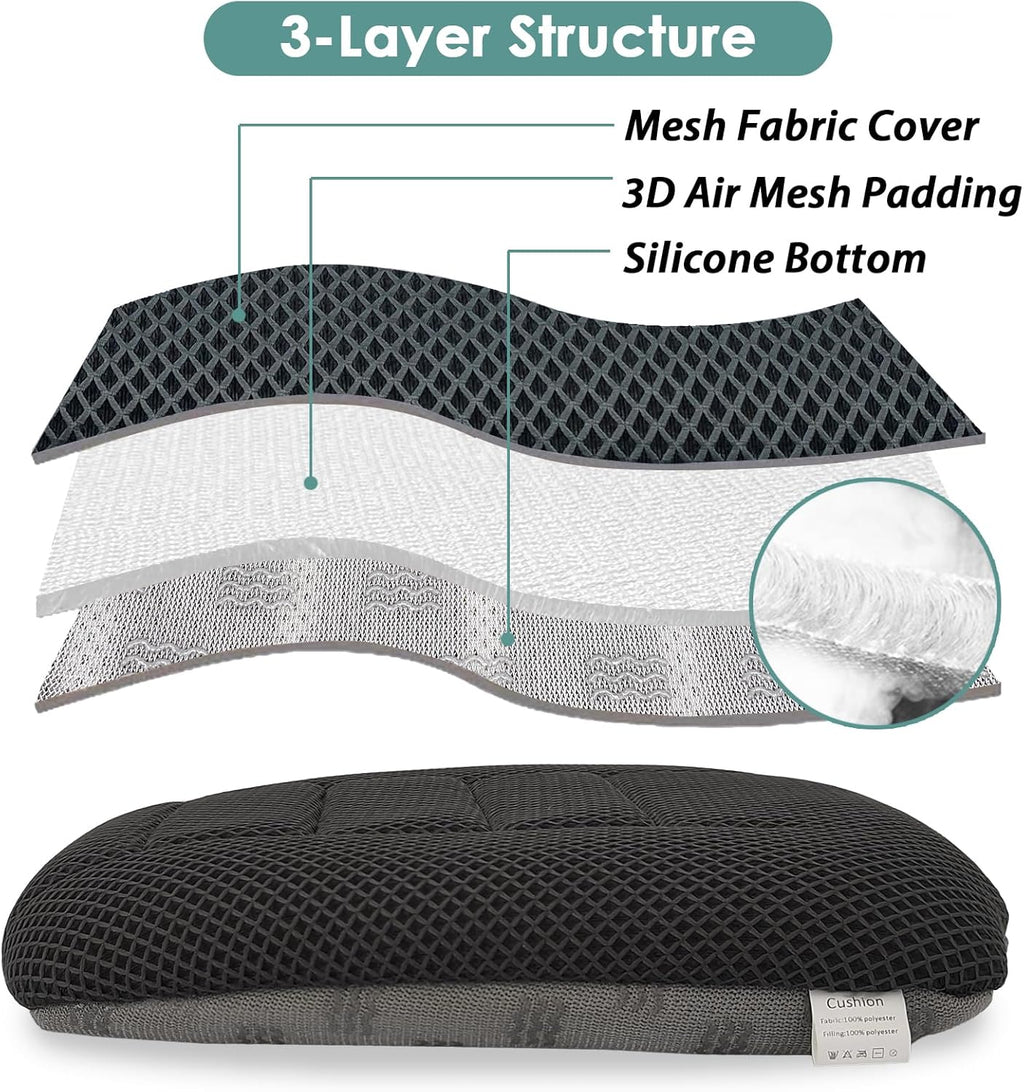 AEROiVi Car Booster Seat Cushion Raise The Height for Short People Driving, Breathable 3D Air Mesh, 3 Inch Booster Seat, Non-Slip Bottom, Comfort Car Seat Protector, Car Seat Pad with Truck,Cars,SUVs