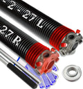 Garage Door Torsion Spring Set, Pair of 2" Electrophoresis Coated Garage Door Spring Replacement with 2 Non-Slip Winding Bars and Bearing, Minimum 16000 Cycles (.225x2x27")