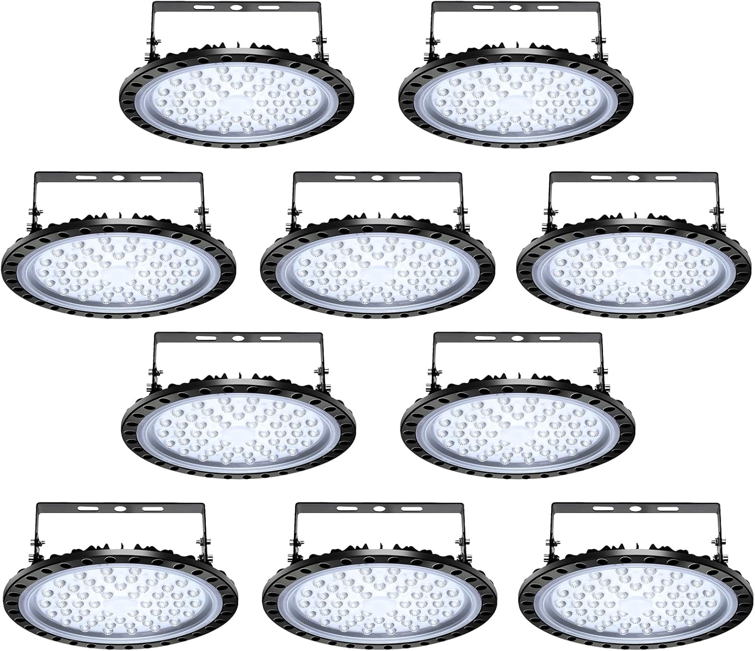 Viugreum 10 Pack 200W UFO LED High Bay Light, 20000LM 6500K Daylight White LED Warehouse Lighting, IP65 Waterproof Commercial Bay Lighting for Garage Barn Workshop