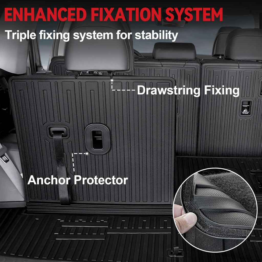 Floor Mats for 2024 2025 Hyundai Santa Fe 6-Seat/7-Seat (Fit Hybrid and Fuel), All Weather TPE Floor Mat and 2-in-1 Cargo Mat with Backrest Mat for Santa Fe Accessories