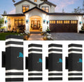 tewei 4 Pack Dusk to Dawn Outdoor Wall Lights Modern Exterior Light Fixture, 2-Layer Black Outside Lights for House, IP65 Waterproof Up and Down Outdoor Sconces Wall Lighting for Garage Porch, 3000K