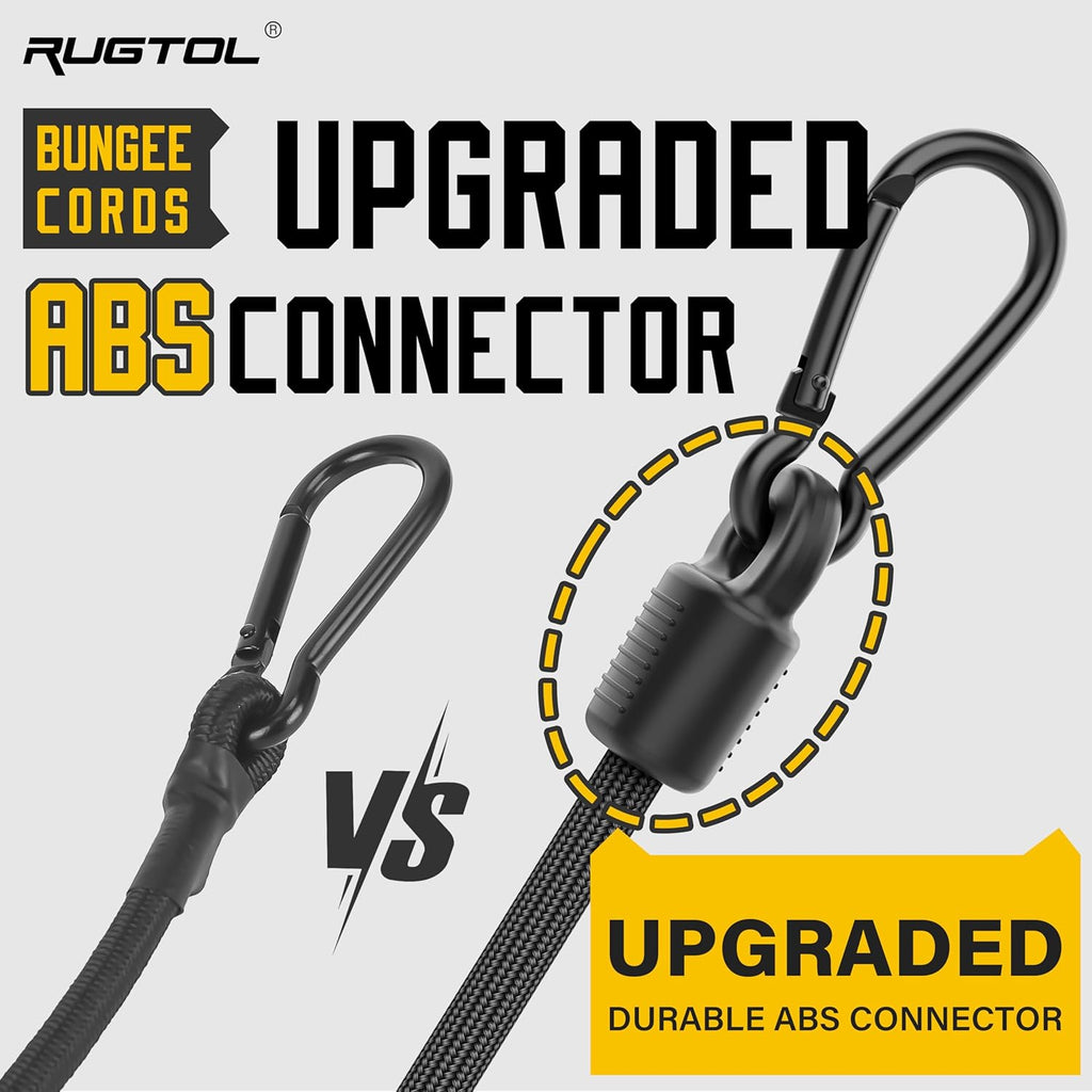 Bungee Cords with Hooks, 48 Inch Adjustable Elastic Bungee Cords with Carabiner Hooks, Easy to Adjust Bungee Rope UV Resistant for Truck Bed, SUV Trunk, Car, Bike Rack, Trash Can, Moving, Plants