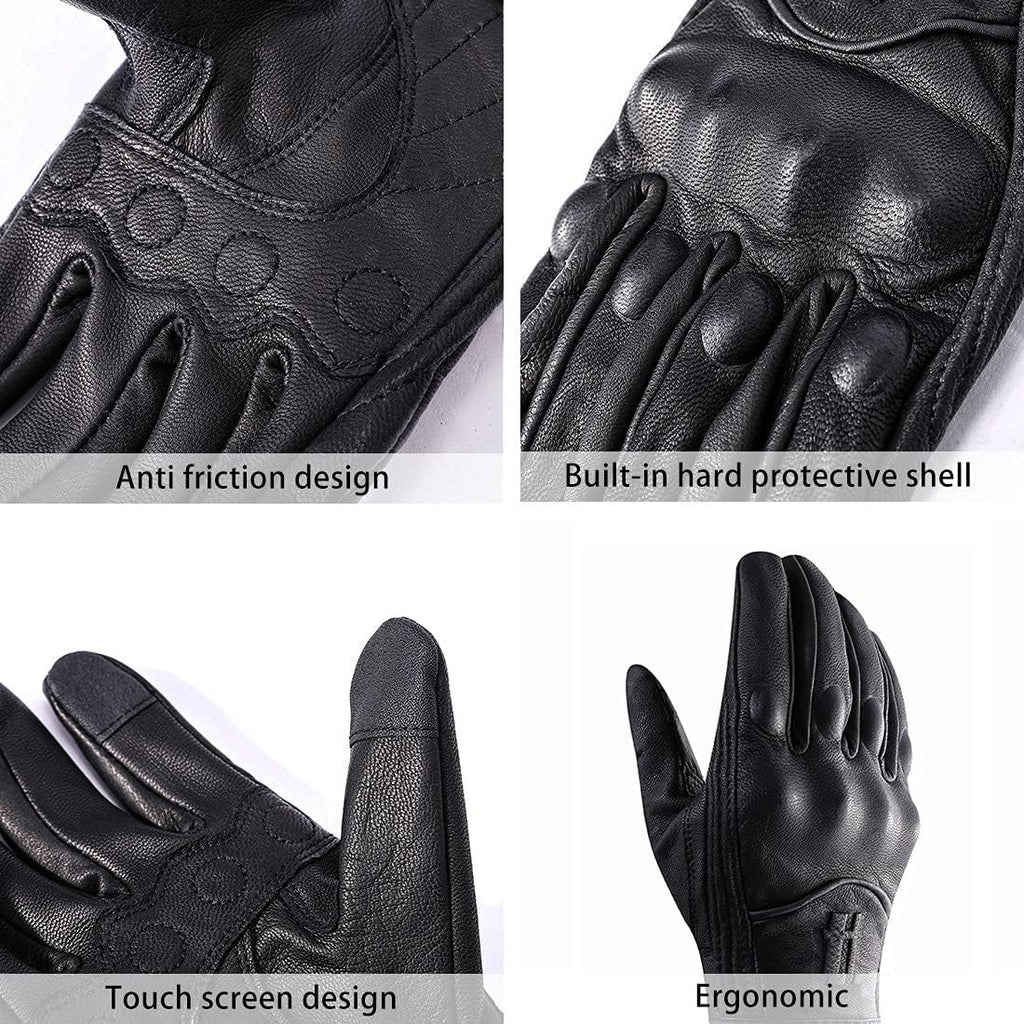 Harssidanzar Women's Motorcycle Gloves,Leather Motorcycle Gloves, Motorbike Gloves, Road Racing, Cycling, Climbing, Powersports Gloves Touchscreen GL016
