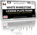Sparkly Bling License Plate Frame for Women - 1 Pack, 800 Premium Rhinestones, Rust-Free Stainless Steel, Street Legal & Slim Design, Girly Bedazzled Diamond Car Tag Holder with Glitter Crystal Covers