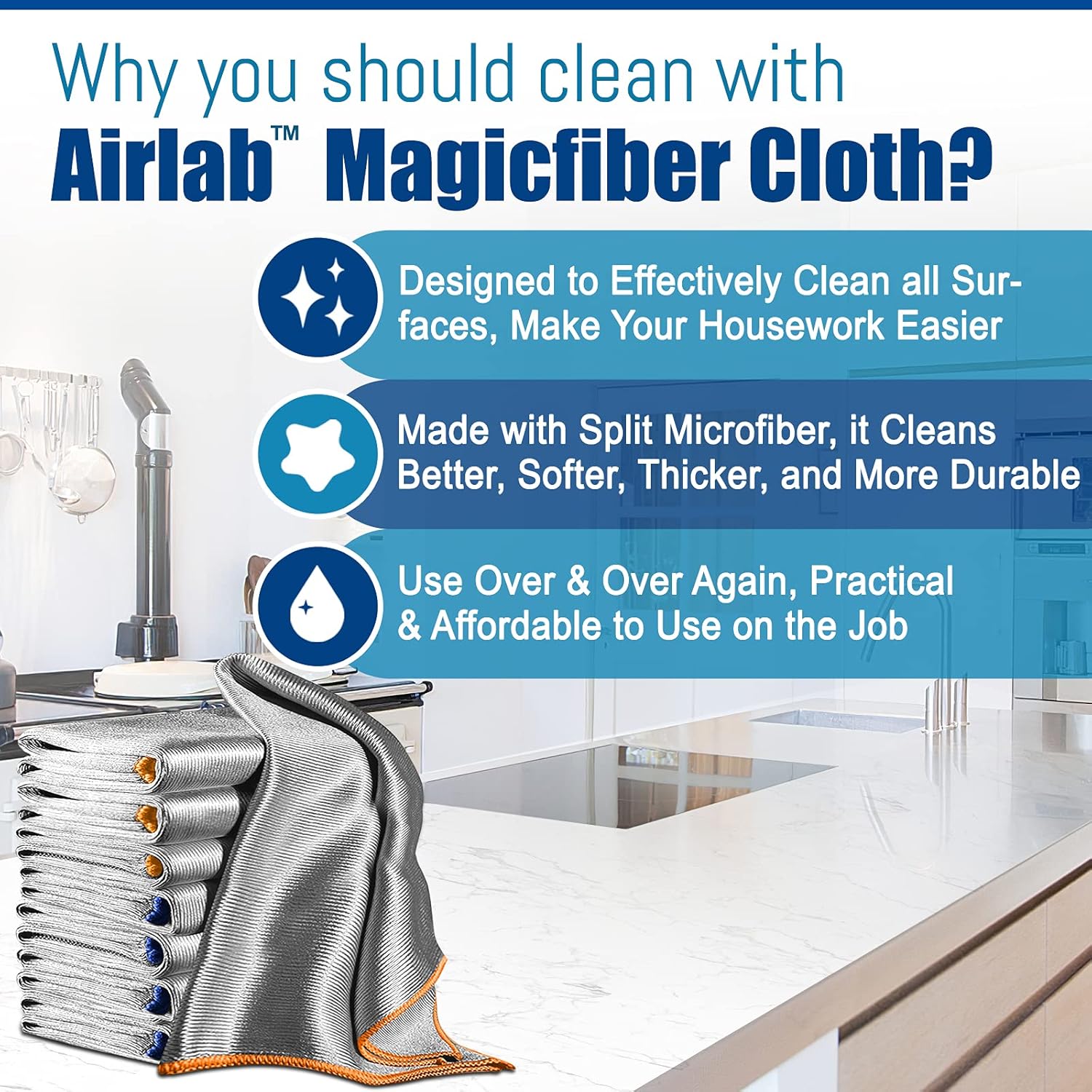 Streak Free Miracle Cleaning Cloth Easy Clean Pack of 8-12" x 16" Microfiber Dish Cloths Glass Polishing Lint Free for Kitchen Mirrors Wine Car