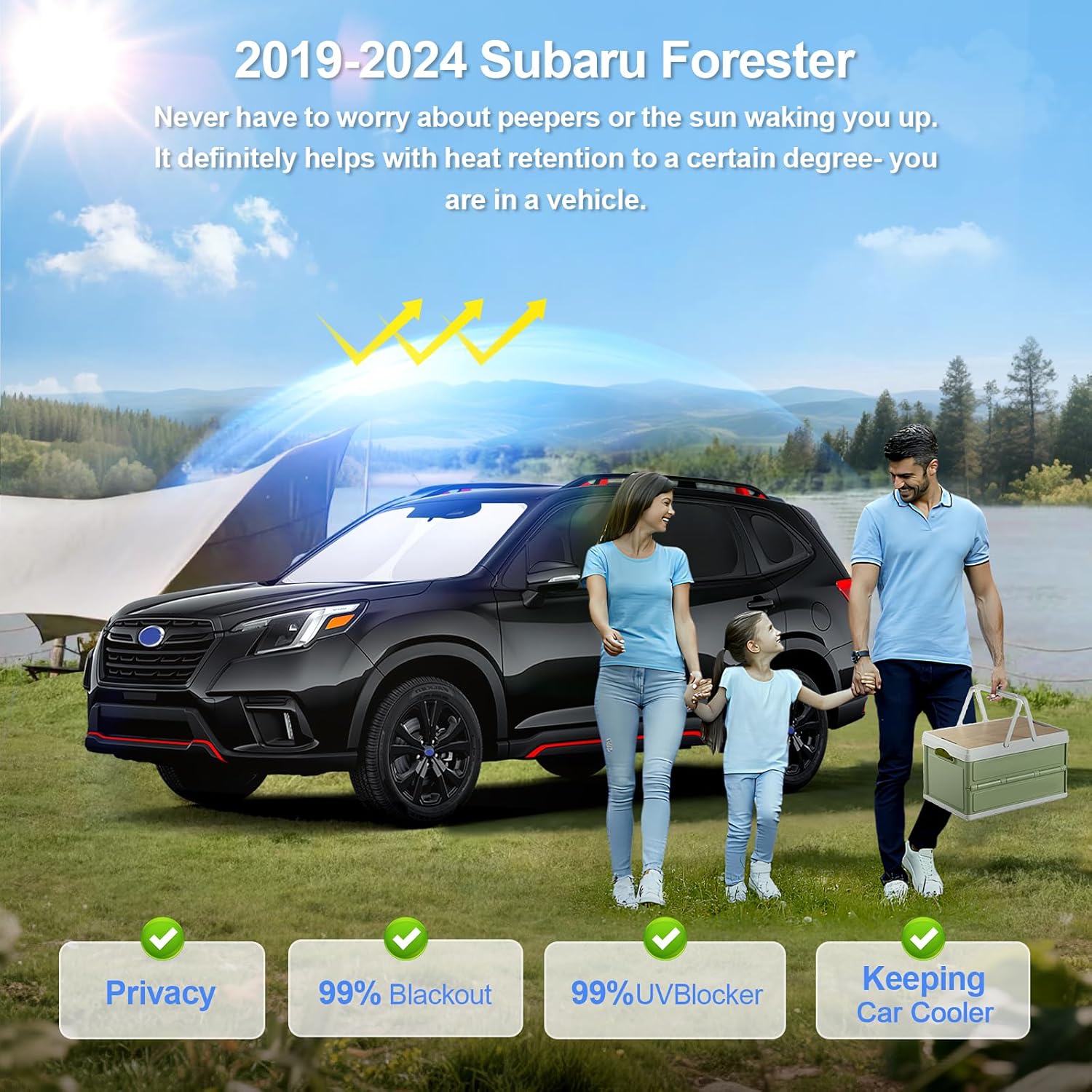 8pcs Car Window Shades for Subaru Forester 2019-2024 Accessories,Windshield Side Rear Full Sunshade,Sun Visor UV Blocking, Privacy Protection and Blackout for Camping Outdoor
