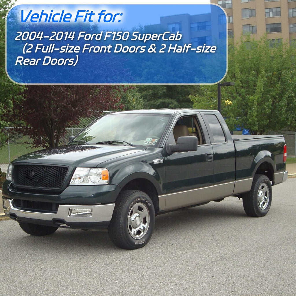 4PCS in Channel Rain Guards for 2004-2014 Ford F150 Extended Super Cab, Durable Side Window Deflectors,Vent Window Visors Shade Shield, 2005 2006 2007 2008 2009 2010 2011 2012 2013
