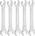 HARFINGTON 5pcs Double Open End Wrench 9mm x 11mm Metric 15 Degree Offset Angle Small Flat Head Wrench Galvanizing Open Ended Spanner for Automotive Repair Furniture Assembly