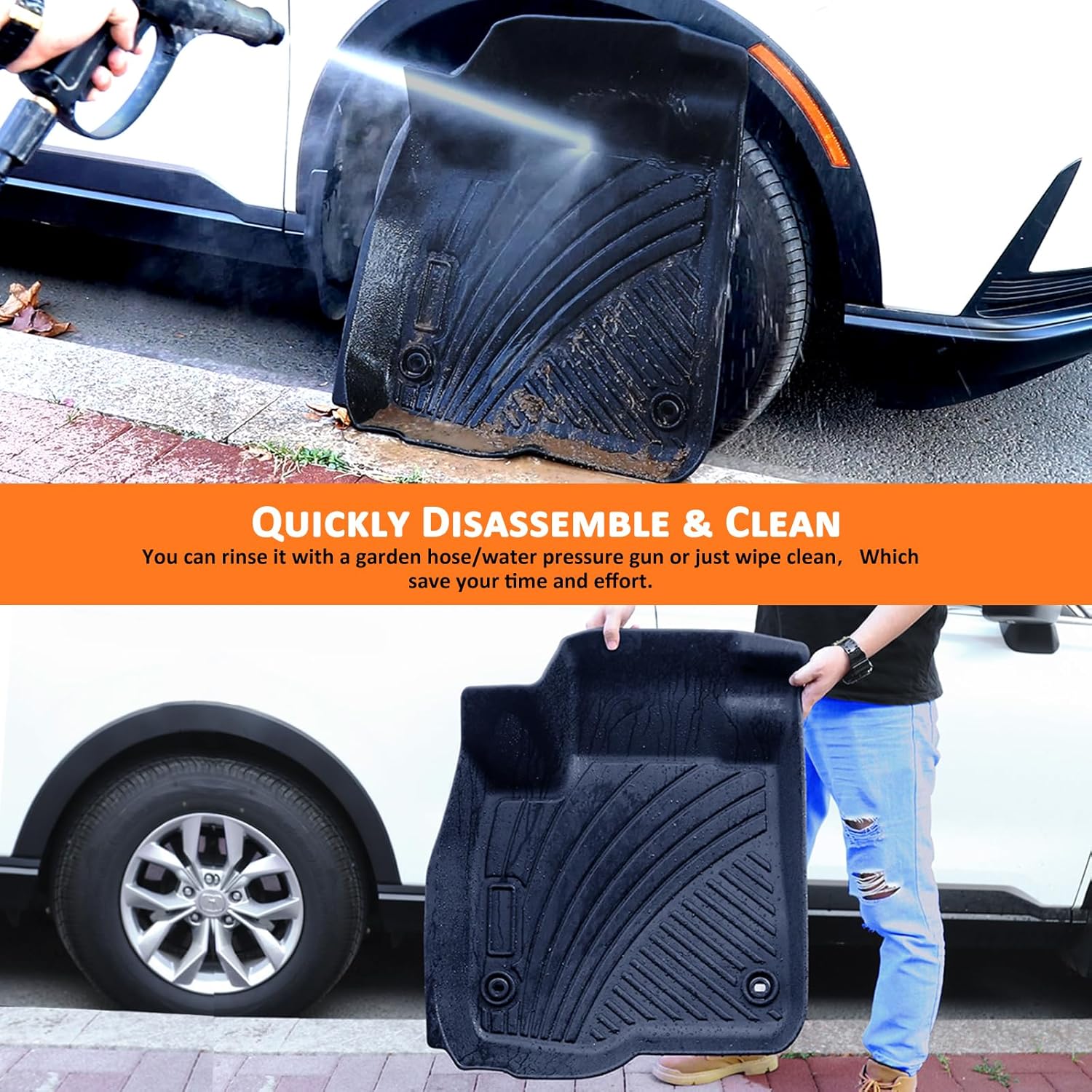 Binmotor-All Weather Floor Mats for Nissan Pathfinder 2022 2023 2024 2025, 8 Passenger, 3 Rows, for Infiniti QX60 7 Passenger, Heavy Duty Car Floor Liners Pathfinder Accessories