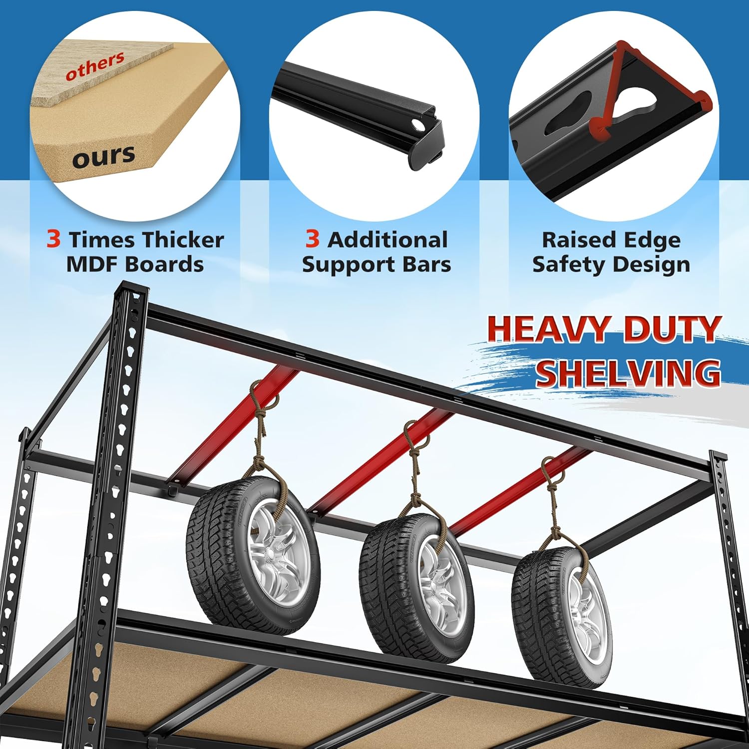 59.8" W Metal Shelving 59.8" H Storage Shelves 2200LBS Garage Shelving Adjustable Metal Shelves Heavy Duty Pantry Shelf for Basement Warehouse Garage Pantry 59.8" W x 24" D x 59.8" H