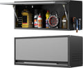 Metal Garage Wall Cabinet with Doors Side with Holes,13.8" H 1 Door Small Wall Hanging Tool Chest Cabinet,Garage Storage Cabinet for Garage, Basement, Kitchen, Warehouse,Office, Bathroom-Black Gray