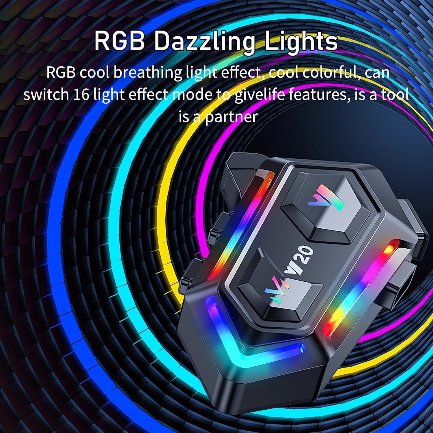 FEYA Motorcycle Helmet Speakers with 16-Types RGB Dazzling Lights High Battery Life Motorcycle Headphones Dual Noise Reduction/Automatic Answer/Call Music Control/Wake up Siri/IPX6