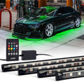Xprite Car Underglow Neon Accent Strip Lights, 4 Pcs RGB 252 LEDs Underglow Kit with Sound Active Function Music Mode & Wireless Remote, Exterior Car Lights Underbody Lighting for Truck SUV Van
