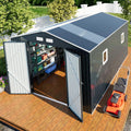 Metal Shed 10x12x7 FT, Sheds Outdoor Storage with Reinforcement, Natural Lighting Tool Sheds with Translucent Roof Panels, Windows, and Lockable Doors, Ideal for Garden, Backyard, and Patio