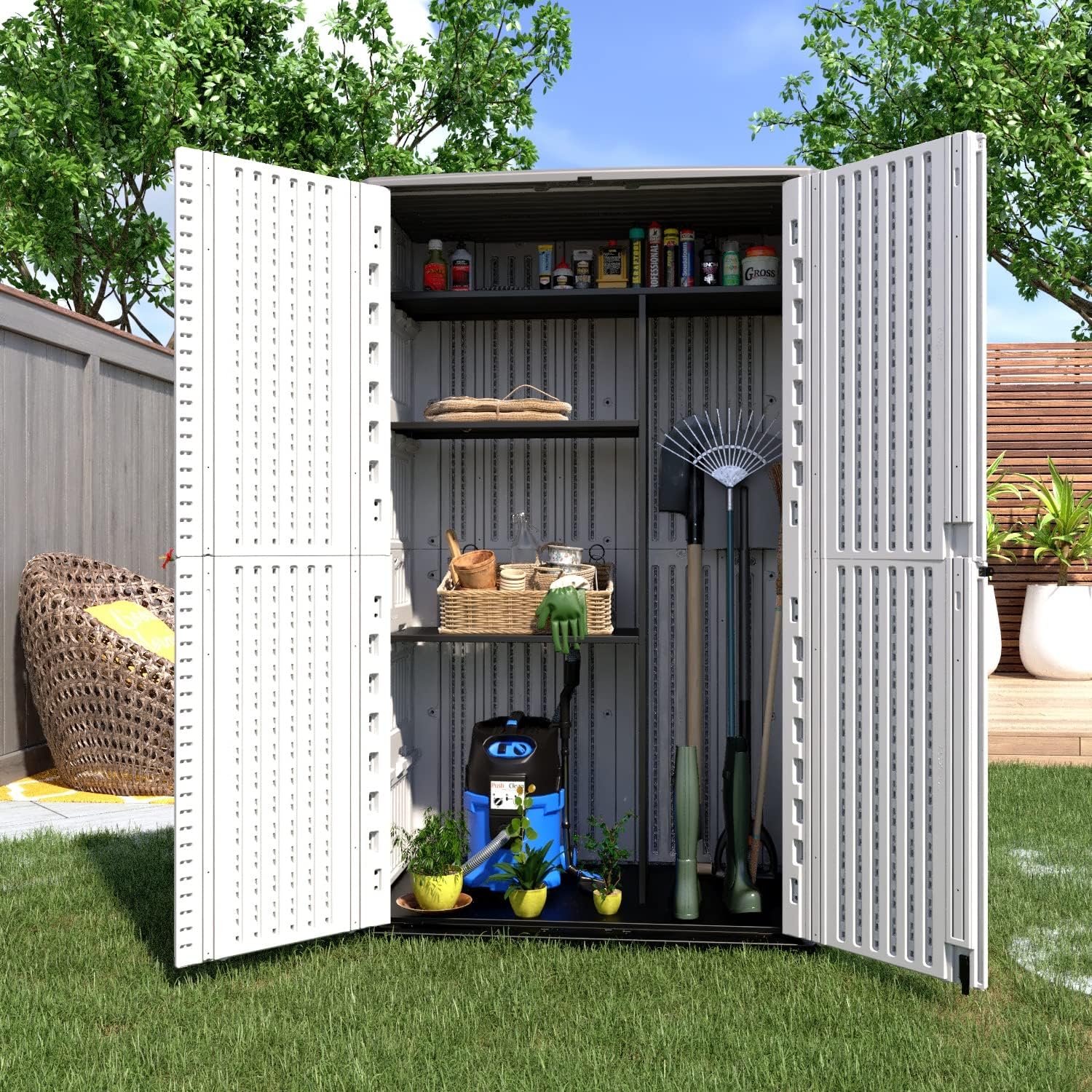 KINYING Metal Laminate Shelving Kit for Kinying Vertical Storage Cabinet, with Screw and Nuts, 68” x 46” x 15”(Color: Black)