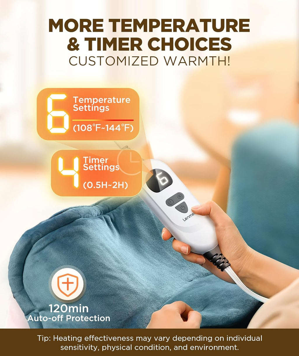 Graphene-Infused Heating Pad 3X Deeper Pain Relief, Weighted Instant Heating Pads for Neck and Shoulders, Heated Wrap w/ 6 Heat Options 4 Auto-Off Timer, Gifts for Mom Women Christmas Birthday