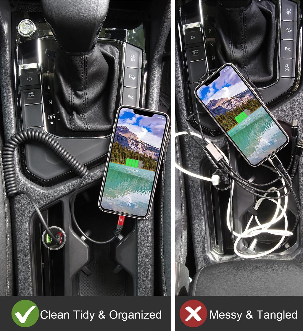 Coiled Lightning Cable, iPhone Charger Cable 3FT/6FT for CarPlay, 2 Pack [Apple MFi Certified] Lightning Cord Compatible with iPhone14/13/12/11 Pro Max/XS MAX/XR/XS/X/8/7/Plus/6S iPad/iPod-Red