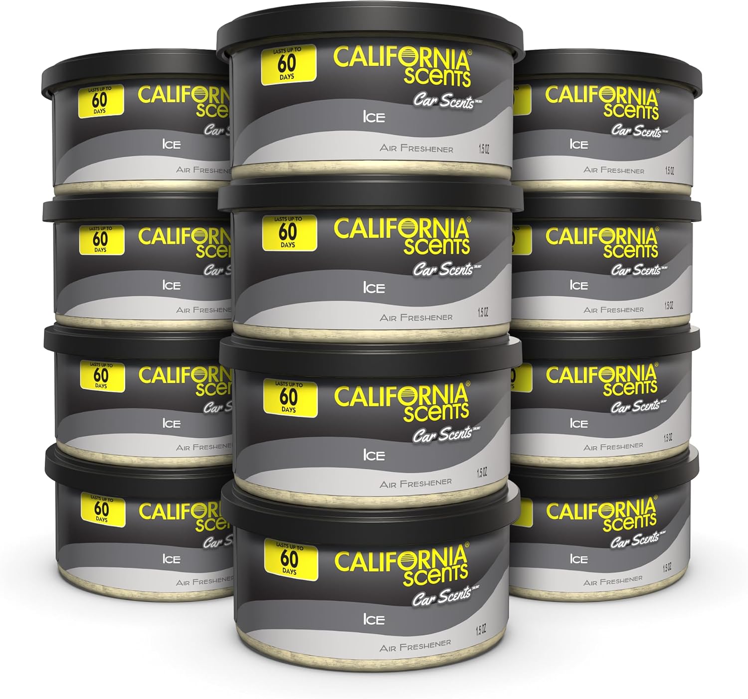 California Scents Car Freshener Can, Odor Neutralizer, Ice Scent, Pack of 12