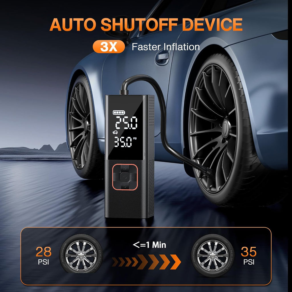 Tire Inflator Portable Air Compressor, Air Pump for Car Tires Pump with Tire Pressure Gauge 160 PSI Night LED Light Electric Portable Tire Inflator for Cars, Bike, Motorcycle, Bicycle and Balls