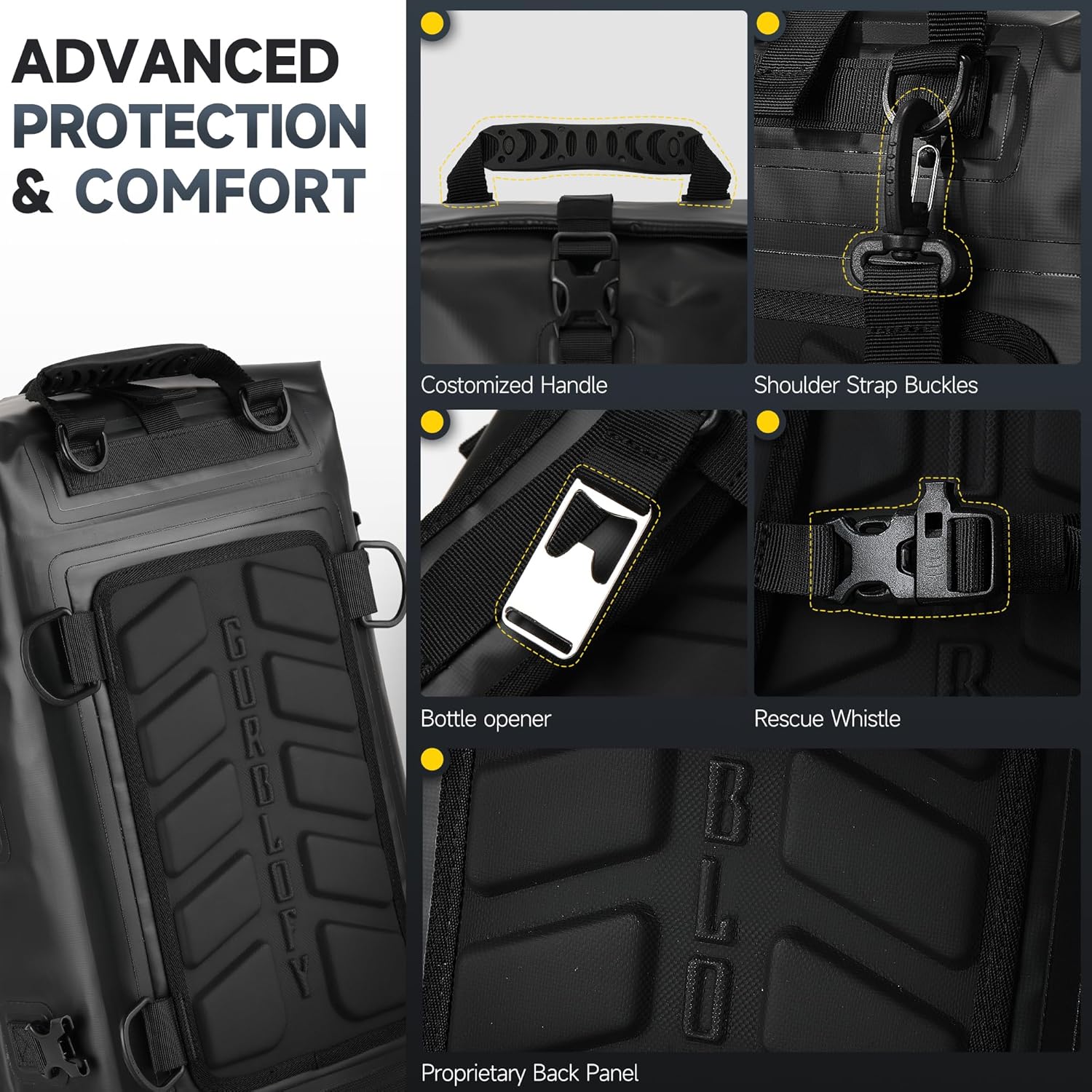 Motorcycle Tail Bag, 15L Waterproof Motorcycle Saddle Bag, 2 Size and 3 Color Options Travel Bag, PVC Luggage Bag, Rear Seat Bag, Classic Black GT-15BL