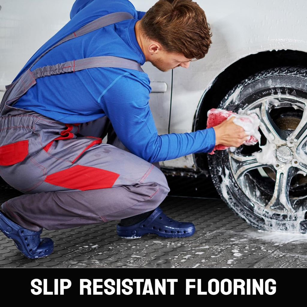 TUFFIOM 7.5 x 17 FT Garage Floor Mat, Thickened Coin Plate PVC Garage Mats Flooring Roll for Under Car, Garage Car Parking Mats for Compact SUVS, Sports Car