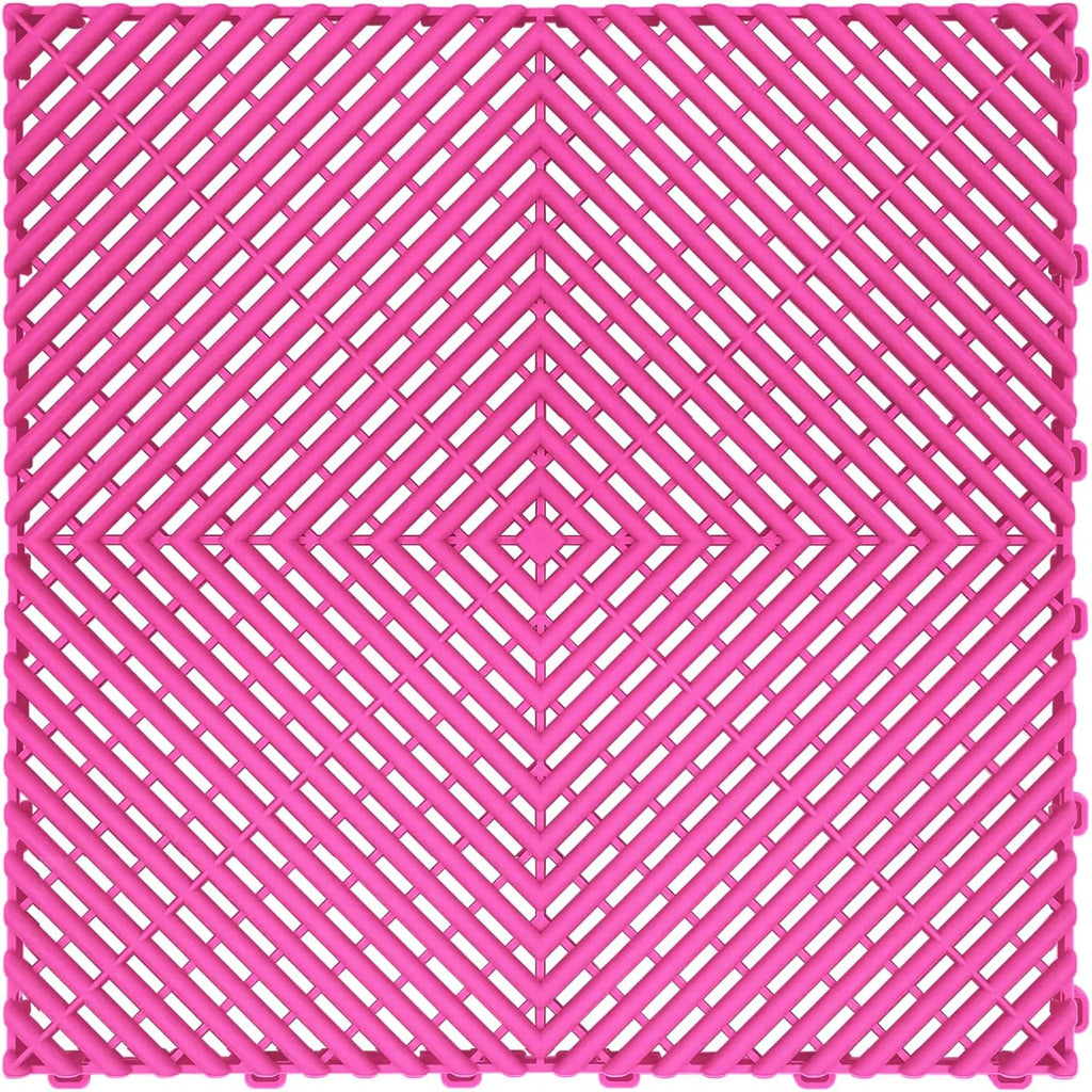 15.7"x15.7" Garage Flooring Tiles, Non-Slip Interlocking Plastic Garage Floor Mat, Garage Organization & Garage Storage, Vented Pattern (Carnival Pink, 25PCS)
