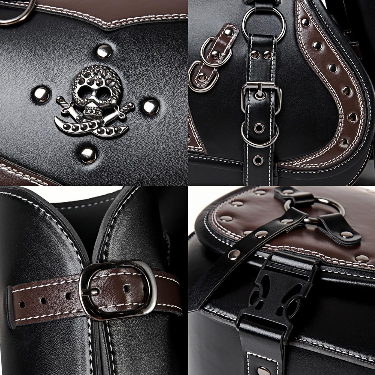 Motorcycle Saddlebags, 30L Leather Waterproof Side Saddle Bags with Cup Holder, Universal Powersports Saddlebags for Harley Davidson Sportster Dyna Softail Honda Shadow Rebel Yamaha Kawasaki Vulcan