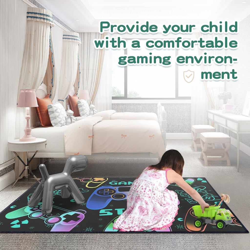 Play Gaming Rug for Bedroom Gamer Mat Gamepad for Boys Room 2x3 for Playroom Decor Washable