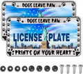 License Plate Cover Black and White License Plate Frames Dogs Leave Paw Prints on Your Heart Universal Aluminum Car Accessory 2 Pack with Screw Covers Set