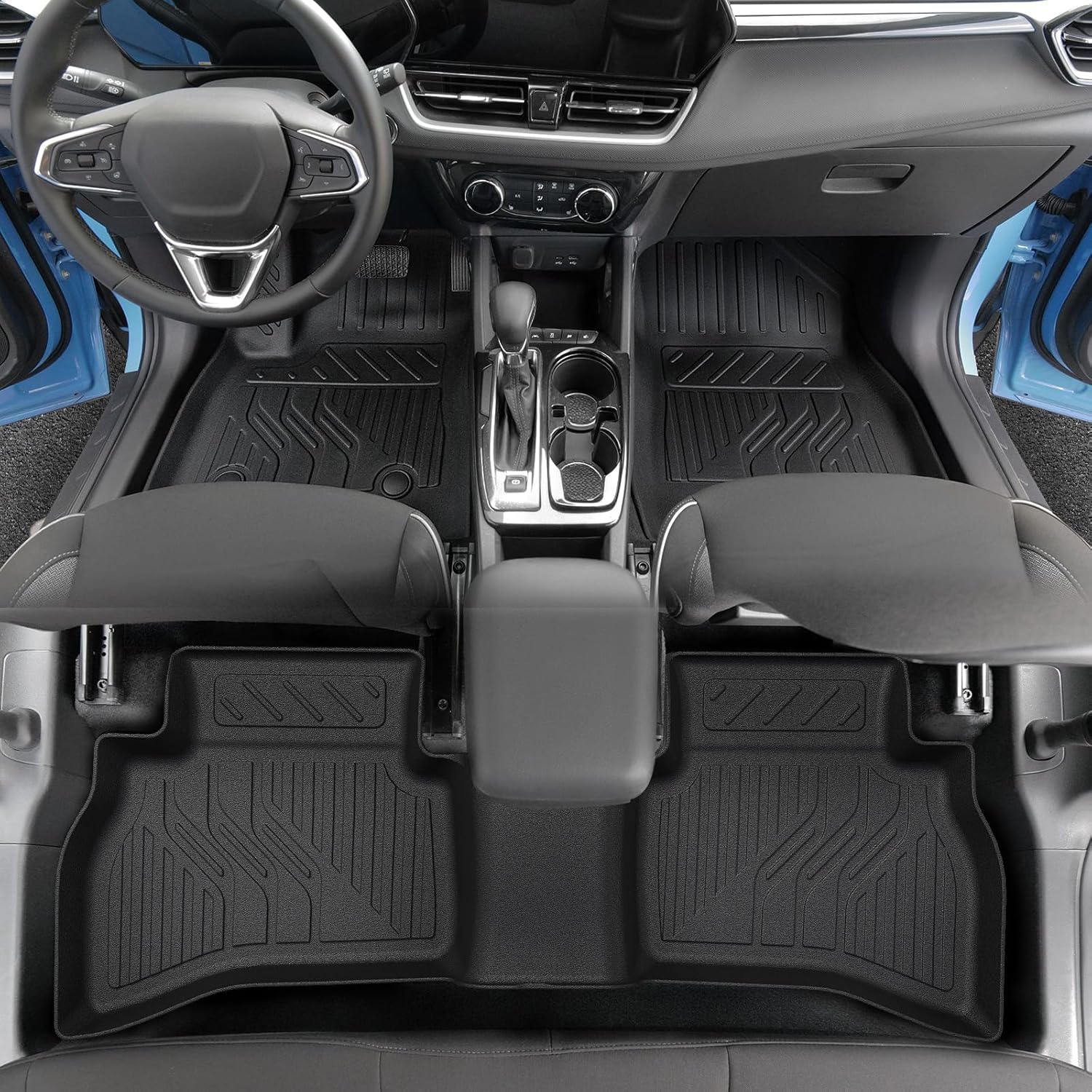 Floor Mats Set for Chevy Trailblazer AWD 2026 2025-2021 Accessories, Full Coverage All Weather Floor Mats Cargo Mat with Backrest Protectors & Door Sill Guards(Not for FWD)