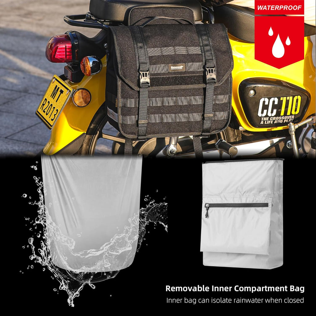 Rhinowalk Motorcycle Saddlebags, Waterproof Saddlebags, Quick Release 13L Single Side Hanging Bag Motorcycle Accessories