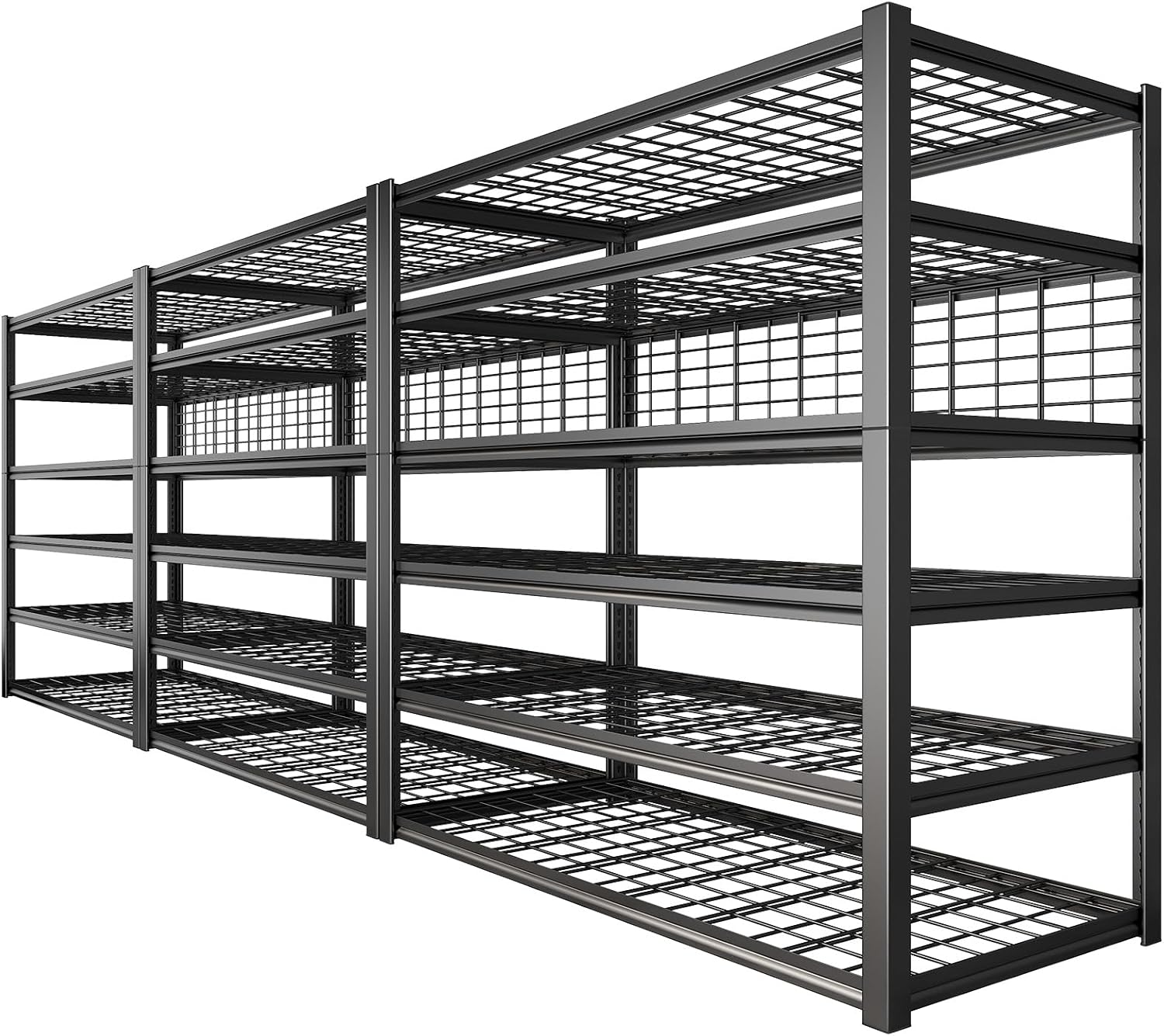 REIBII 84" H Garage Shelving, 6-Tier Storage Shelves Heavy Duty Loads 3500LBS, 48" W Adjustable Garage Shelves, Metal Shelving for Basement, Warehouse, 84" H x 48" W x 20" D, 3PC