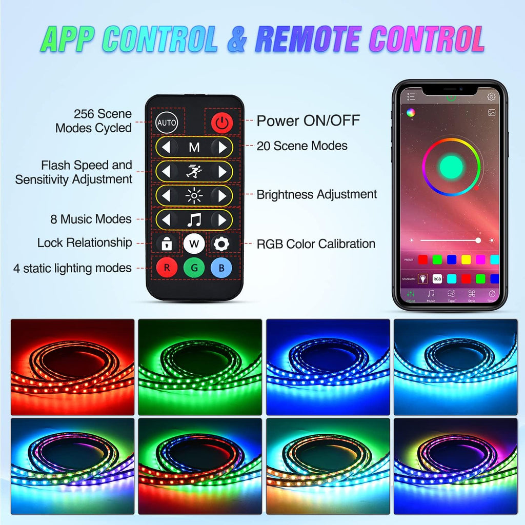 Nilight Truck Bed Light Strip RGB-IC LED Bar for Pickup Multi Dream Color DIY Music Synchronous with APP and RF Remote Control 2PCS 60 inch Cargo Lighting