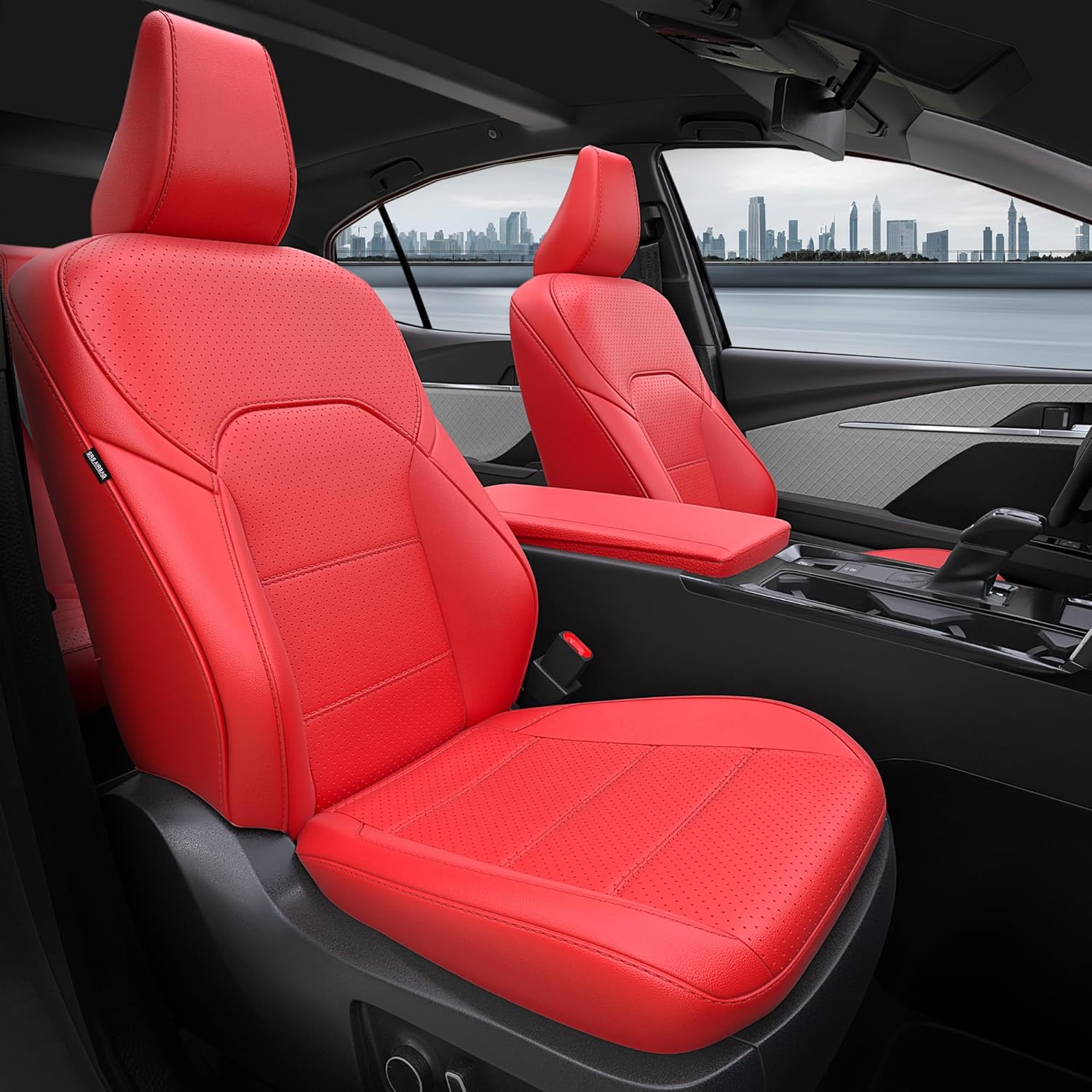 for Toyota Camry Seat Covers LE SE 2025 - Custom Fit Car Seat Covers Full Set, Leather Seat Covers for Cars, Waterproof Car Seat Cover, Red