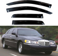 KPY Window Visor Compatible with Lincoln Town Car Sedan 1998-2010, Rain Guard Window Vent Deflectors Tape-On Style, 1998 1999 2000 2001 2002 2003 2004 2005 2006 2007 2008 2009 2010 (Sedan Only)