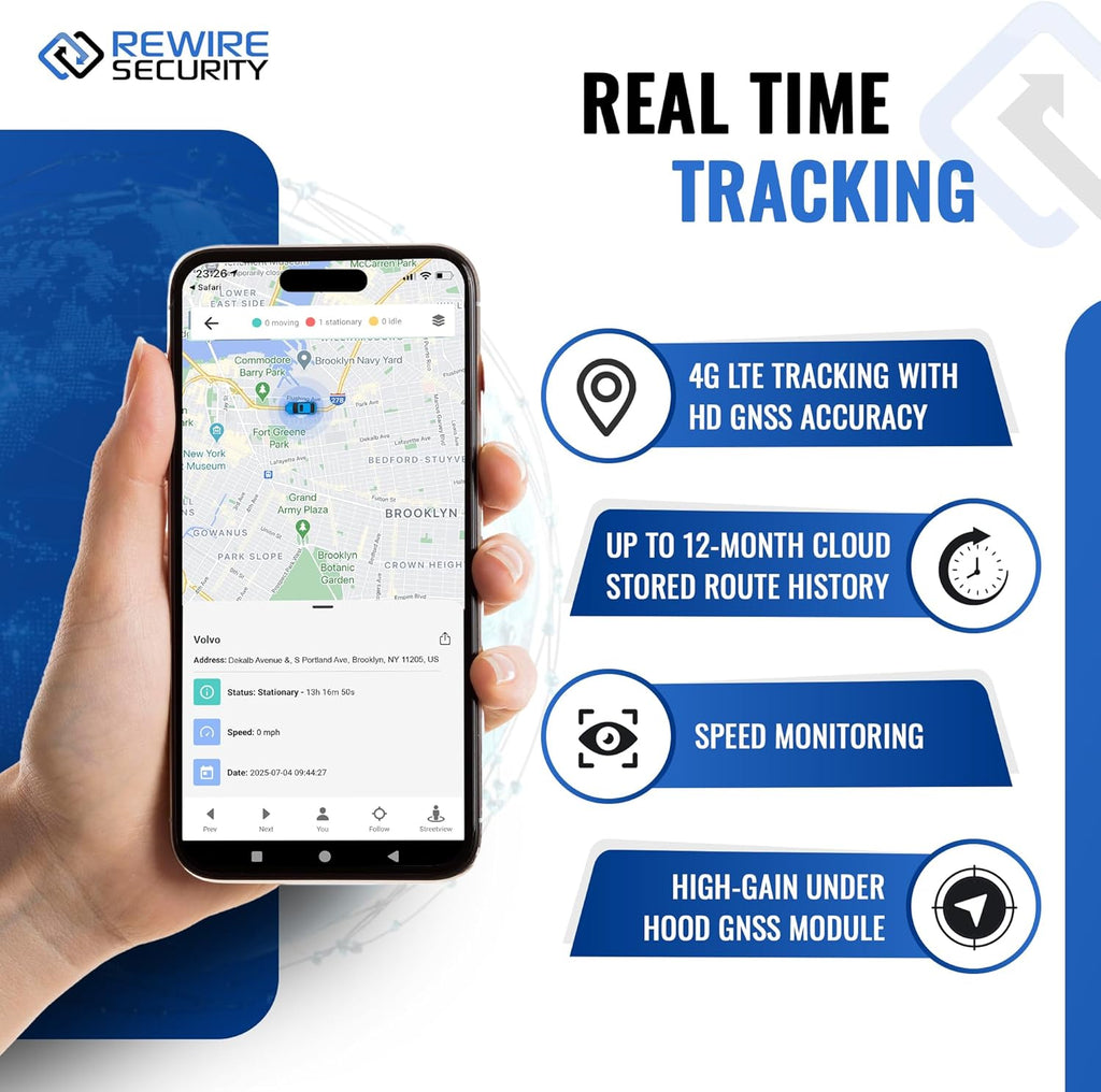REWIRE SECURITY DB2 Wired GPS Tracker for Vehicles | Easy Installation on 8V–32V Batteries | Fits with Car, Truck, Trailer, RV, Van, Boat & Motorbike | Live Tracking | Low Cost Subscription Plans