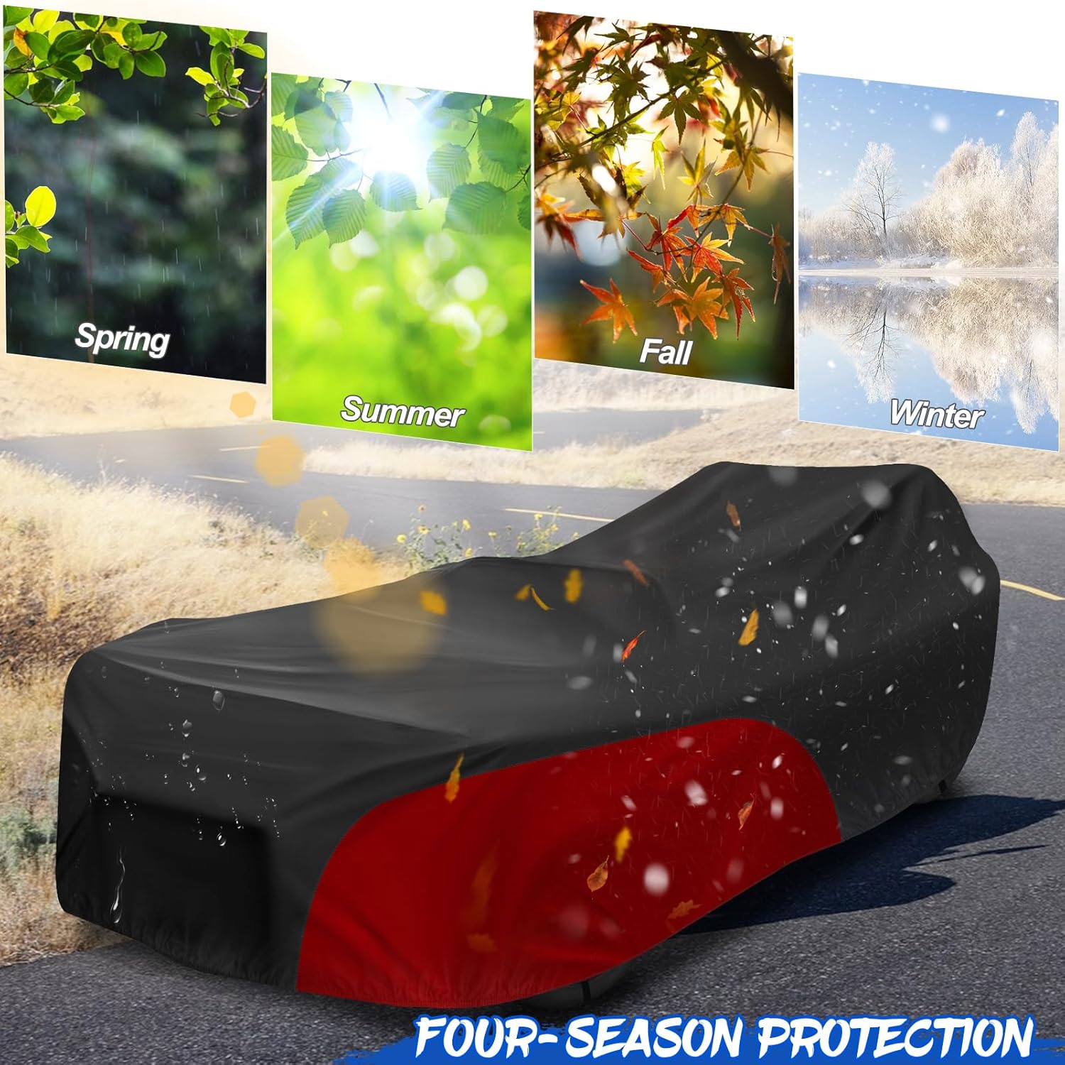 Full Cover for Polaris Slingshot,Waterproof Windproof Sunproof Outdoor Protection Compatible with Slingshot/S/SL/SLR/SLR LE,with Fabric Straps,Black&Red