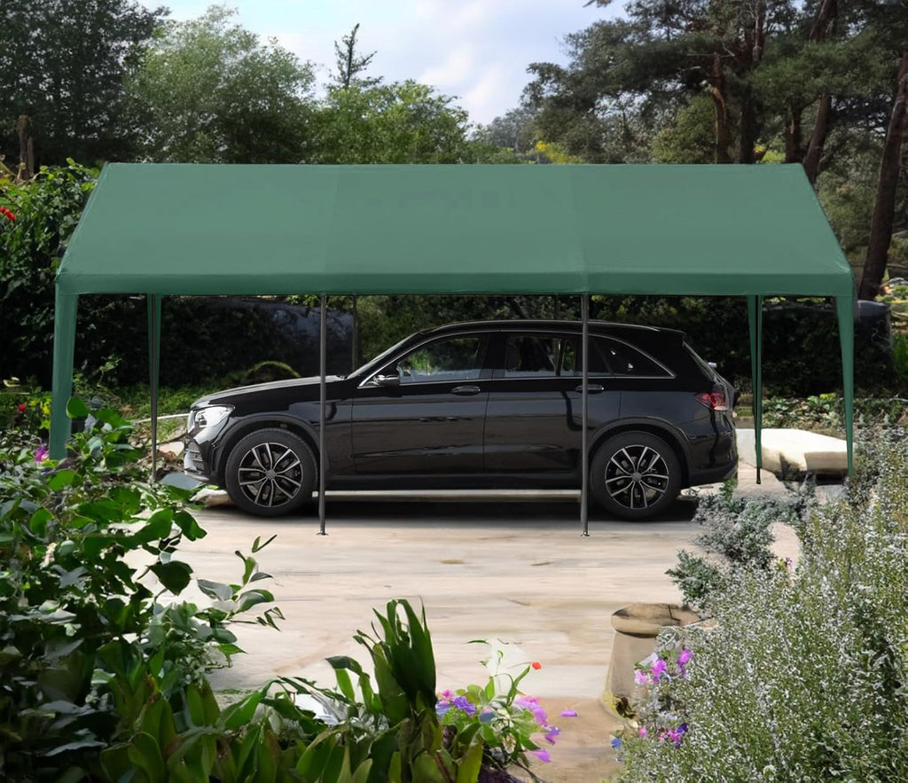 10x20ft Heavy Duty Carport with Removable Sidewalls,All Weather Carport Garage Party Tent Large Outdoor Canopy Storage Shed for Auto,Truck,Boat,Party (Green)