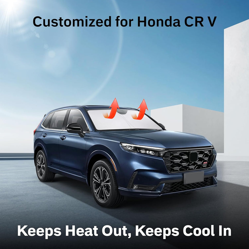for Honda CRV - 2017 2018 2019 2020 2021 2022 EcoNour Car Windshield Compatible with Storage Pouch | Front Window Sun Protector for UV Rays & Sun Heat | Car Interior Accessories Fit Honda CRV Models