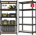 2 Pack 5 Tier Garage Shelving Unit, 72" H x 35.55" W x 16" D Metal Storage Shelves Heavy Duty, Adjustable Garage Storage Utility Rack for Kitchen Pantry Basement Bathroom Closet