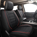 JOJOBAY Car Seat Covers for Dodge Ram Full Set,Fit Ram 2009-2025 1500/2500/3500 Pick-up Truck,Crew,Regular,Quad,Mega Cab,Waterproof Leather Seat Covers Protectors（5 PCS Full Set,Black/Red）