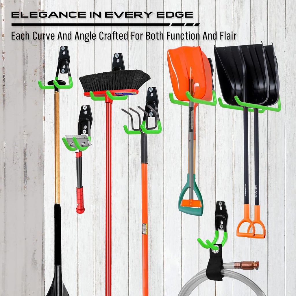 Garage Tool Storage Wall Hook Assortment Set: 15PCS Heavy Duty Large Hanger Garden Tool Organizer Ladder Bike Rack Yard Tool Holder Shed Shovel Metal Screw Organization Bicycle Steel Bracket