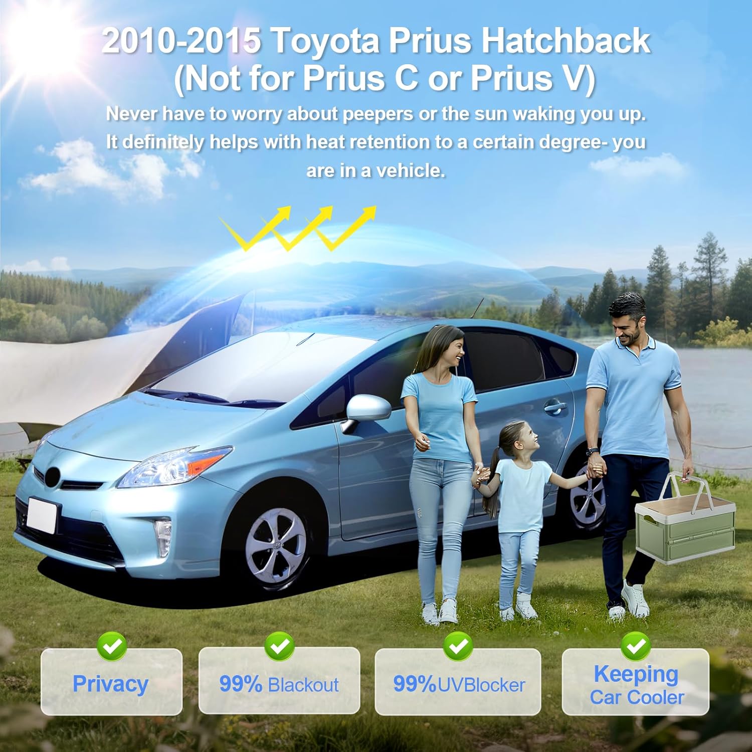 10pcs Car Window Shades for Toyota Prius Hatchback 2010-2015 (Not Prius C or Prius V) Accessories,Windshield Side Rear Full Sunshade,Sun Visor UV Blocking, Privacy Protection for Camping Outdoor