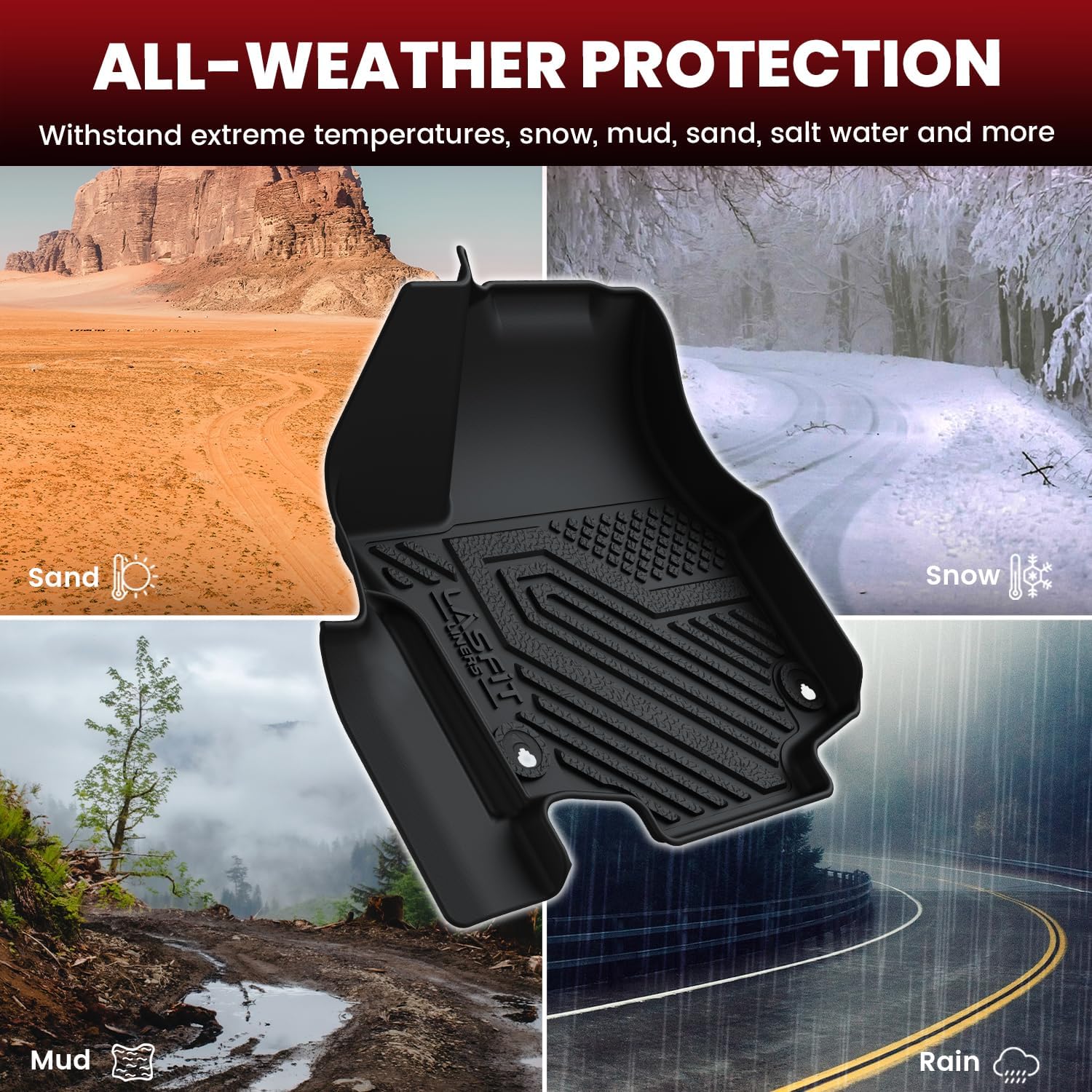 LASFIT Floor Mats&Cargo Mat Fit for Chrysler Pacificar 2017-2025 7-Seater(Not Hybrid)/Chrysler Voyager 2020-2025, All Weather TPE Fit Floor Liner for Pacifica & Voyager 3 Row Car Mats&Cargo Liner