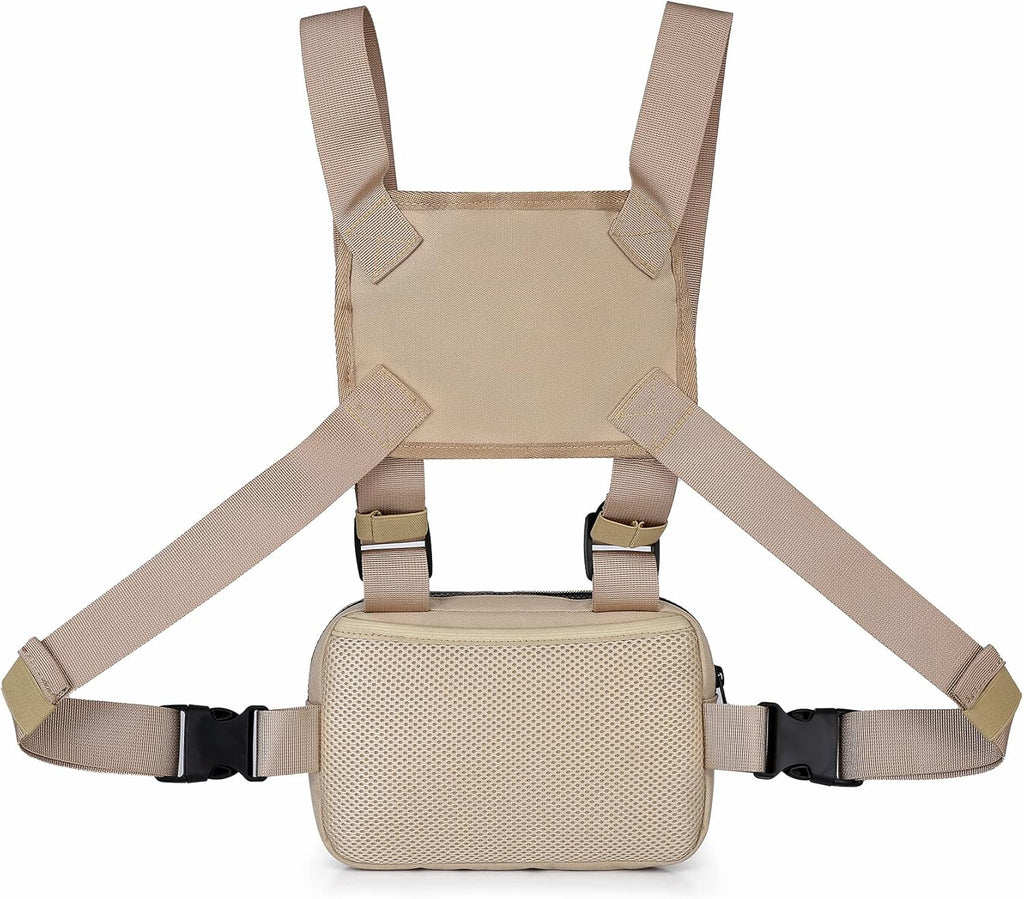 Outdoor Chest Bag For Men, EDC Chest Pack With Built-In Phone Holder, Lightweight Chest Rig Pouch