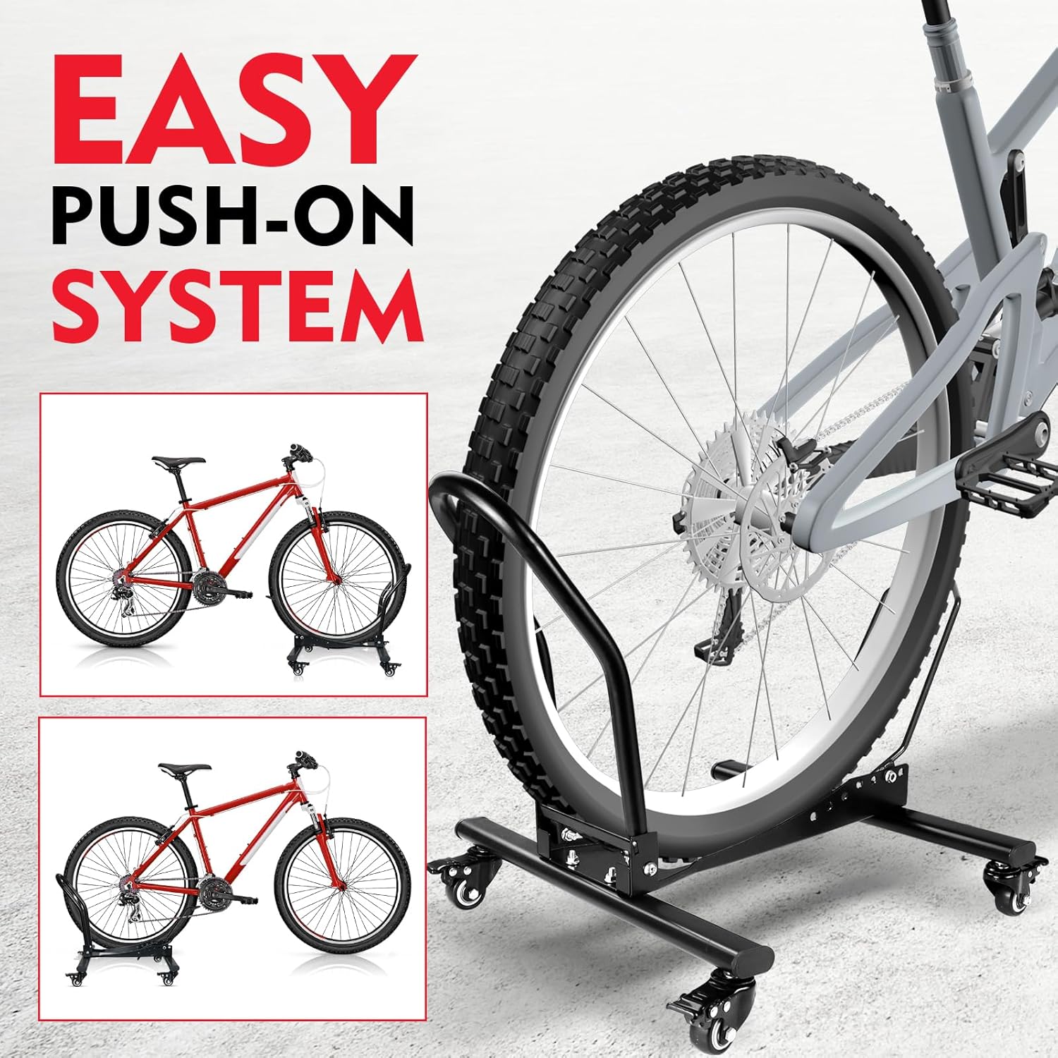 Bike Floor Stand Freestanding Space-Saving Indoor Garage Bike Storage Bicycle Parking Rack Adjustable for 20"-29" Mountain Road Bikes